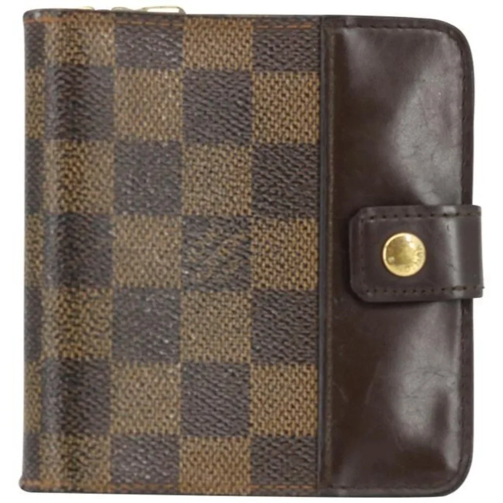 AUTHENTIC Louis Vuitton Brown Damier Ebene Compact Zip Wallet